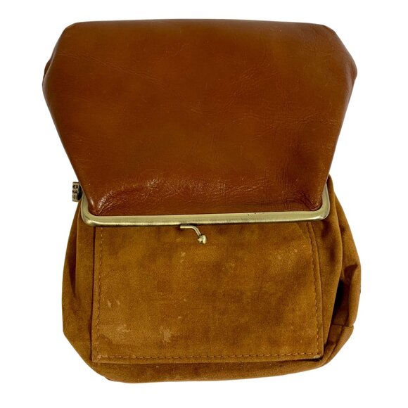 Patricia Nash Brown Leather Womens Clutch Purse Brass Frame Embossed Floral Logo - Picture 9 of 15